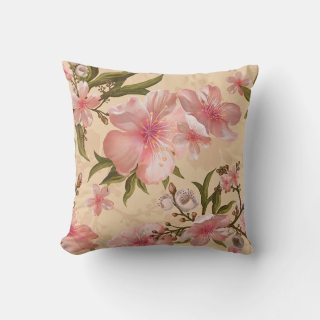 Chic Tropical Modern Watercolor Floral Kissen