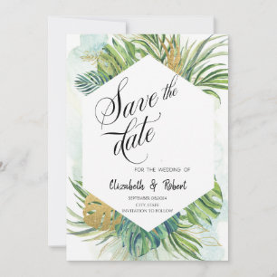 Chic Tropical Palm Blätter Sommer Save the Date