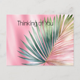 Chic Tropical Pink Green Leaf Postkarte