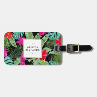 Chic Tropical Print Watercolor Designer Black