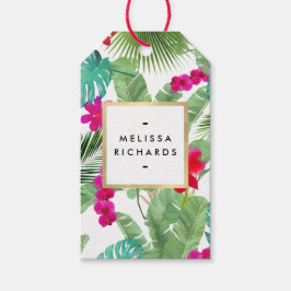Chic Tropical Print Watercolor Geschenkanhänger