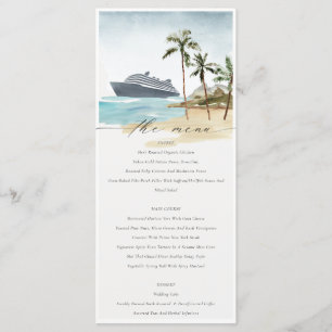 Chic Tropical Seascape Palm Beach Cruise Wedding Menükarte