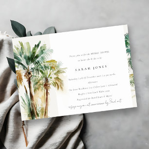 Chic Tropical Watercolor Palm Trees Brautparty Einladung