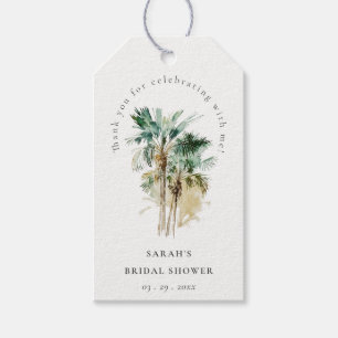 Chic Tropical Watercolor Palm Trees Brautparty Geschenkanhänger
