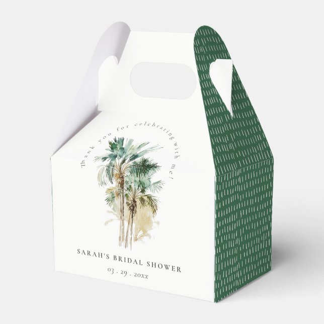 Chic Tropical Watercolor Palm Trees Brautparty Geschenkschachtel (Vorderseite)