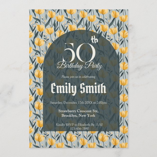 Chic Tulip Floral Beach Party Einladung (Vorderseite)