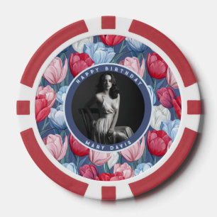 Chic Tulpe Floral Frühlingsgeburtstag Pokerchips