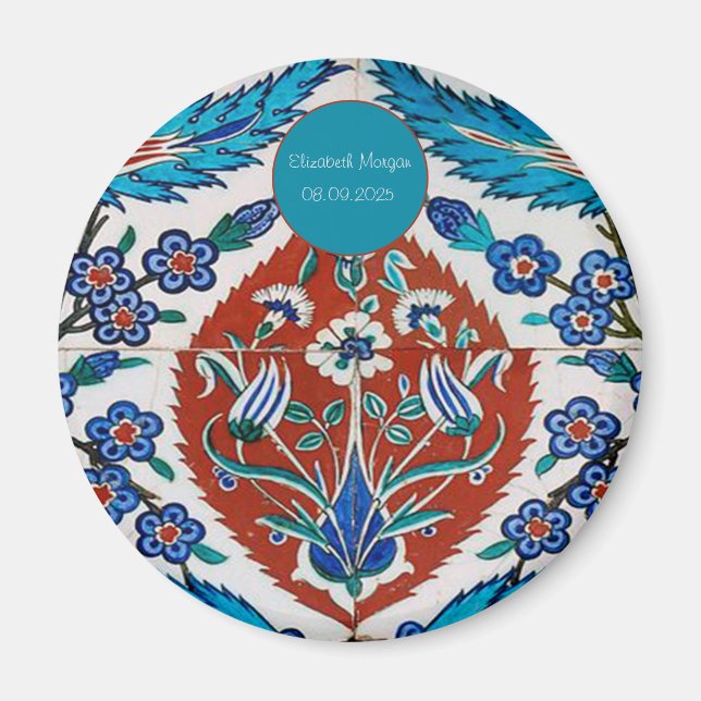 Chic Türkische Keramik Floral Magnet (Vorne)