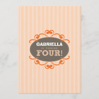 Chic Turning 4 Geburtstagsparty Einladung (pfirsic