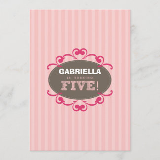 Chic Turning 5 Geburtstagsparty Einladung (pink)