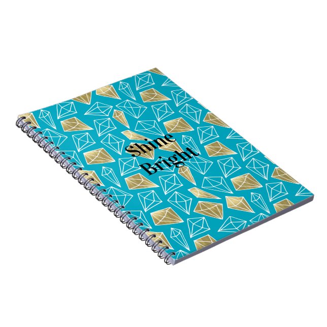Chic Turquoise Aqua Blue Gold Diamonds Notizblock (Rechte Seite)