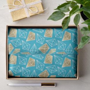 Chic Turquoise Aqua Blue Gold Diamonds Seidenpapier
