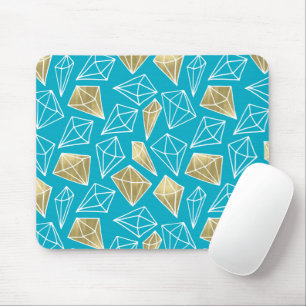 Chic Turquoise Aqua Blue Gold Diamonds Weihnachten Mousepad