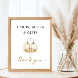 Chic Twin Pumpkind Baby Shower Card Book Gift Poster