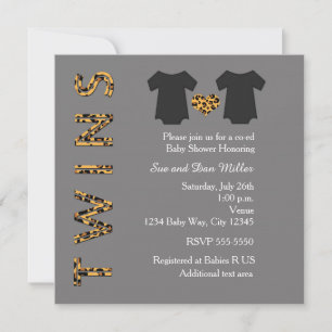 CHIC TWINS Cheetah Baby Shower Party Einladung