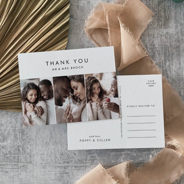 Chic Typografie 3 Foto-Vorlage Vielen Dank Postkarte (Von Creator hochgeladen)