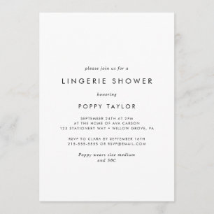 Chic Typografie Lingerie Dusche Einladung