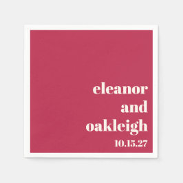 Chic Typografie Magenta Red Ivory Custom Wedding Serviette