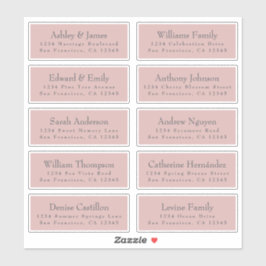 Chic Typografie Pink Wedding Guest Address Labels