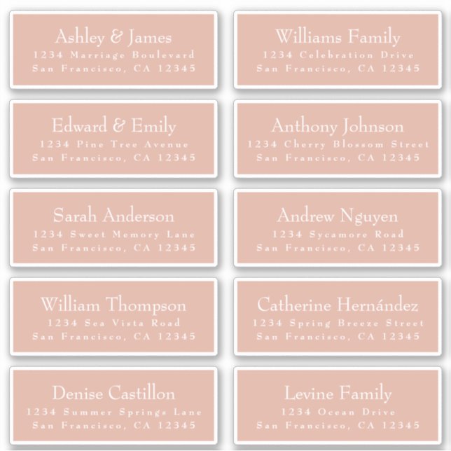 Chic Typografie Pink Wedding Guest Address Labels (Vorderseite)
