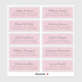 Chic Typografie Pink Wedding Guest Address Labels