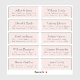 Chic Typografie Pink Wedding Guest Address Labels
