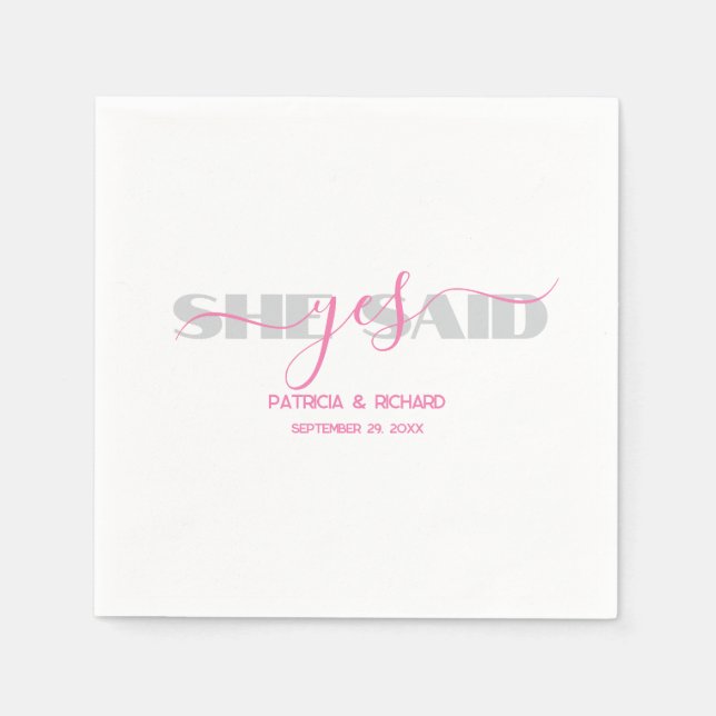 Chic Typografie Sie sagte Yes Paper Napkin Serviette (Vorderseite)