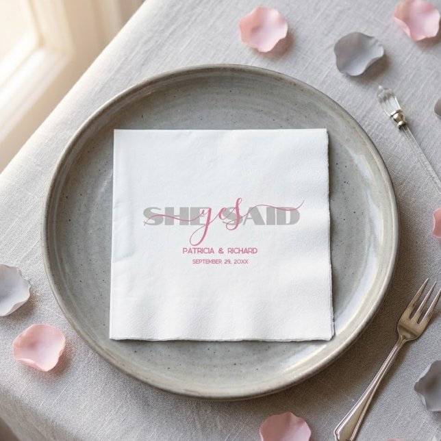 Chic Typografie Sie sagte Yes Paper Napkin Serviette (Von Creator hochgeladen)