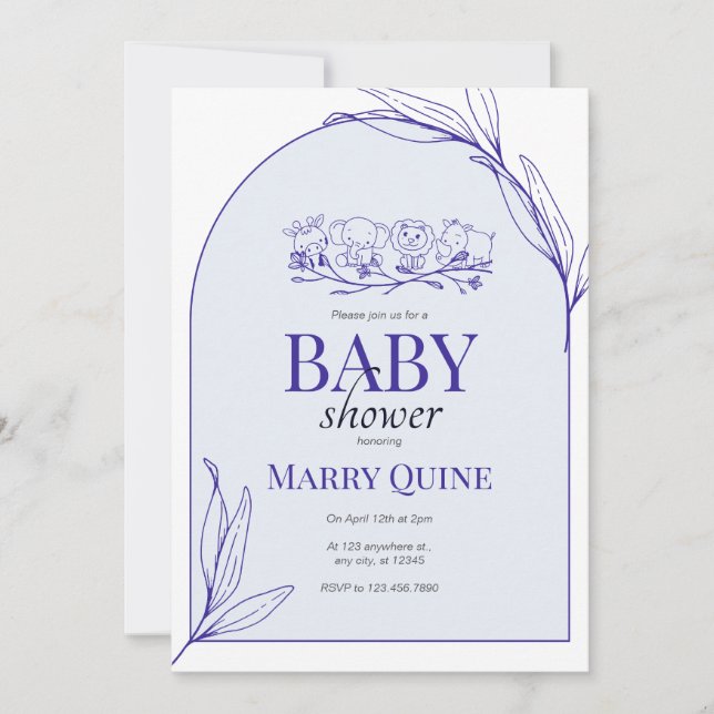 Chic Typografy Baby Shower Einladung (Vorderseite)