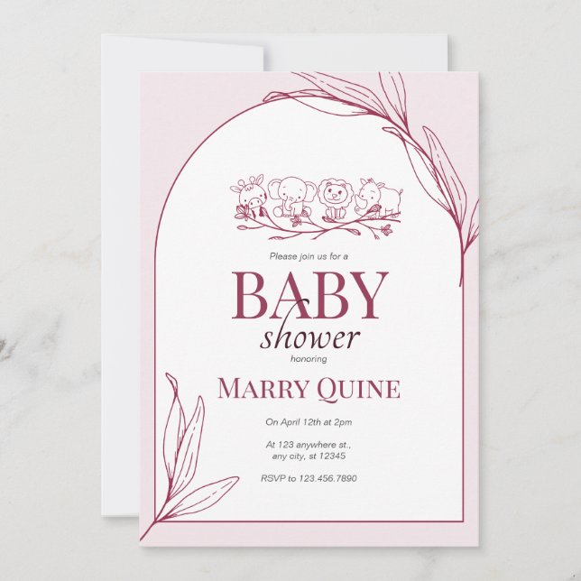 Chic Typografy Baby Shower Einladung (Vorderseite)