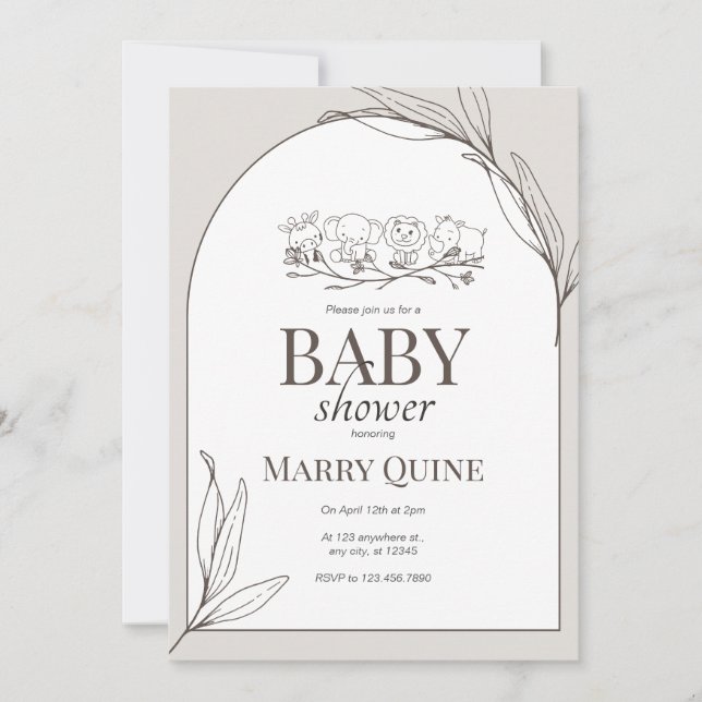 Chic Typografy Baby Shower Einladung (Vorderseite)