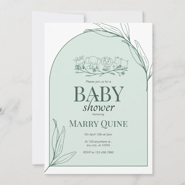 Chic Typografy Baby Shower Einladung (Vorderseite)