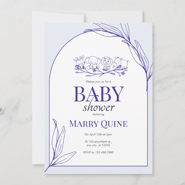 Chic Typografy Baby Shower Einladung (Vorderseite)