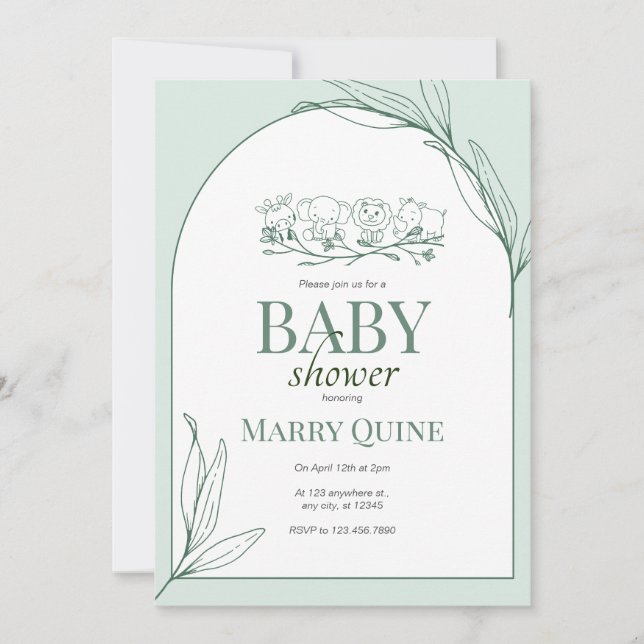 Chic Typografy Baby Shower Einladung (Vorderseite)