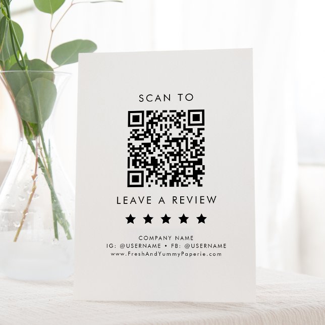 Chic Typografy Business QR Code Verlassen Sockelschild (Von Creator hochgeladen)