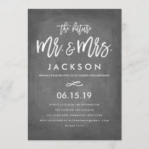 Chic Typografy Chalkboard Engagement Party Einladung
