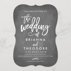 Chic Typografy Chalkboard Hochzeit Einladung