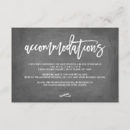 Chic Typografy Chalkboard Hochzeitsunterkünfte Begleitkarte