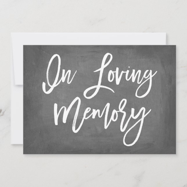 Chic Typografy Chalkboard in Love Memory Print Einladung (Vorderseite)