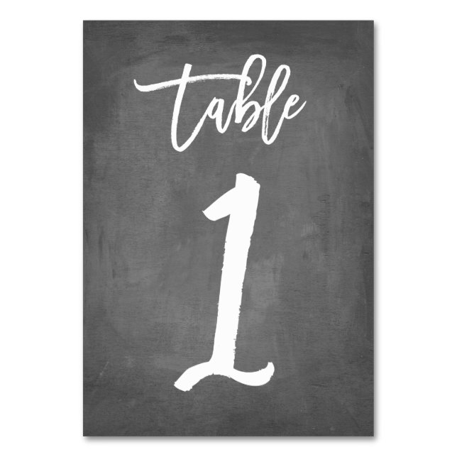 Chic Typografy Chalkboard Tischnummer | Tabelle 1 (Vorderseite)