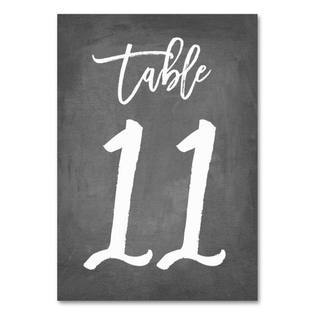 Chic Typografy Chalkboard Tischnummer | Tabelle 11 (Vorderseite)