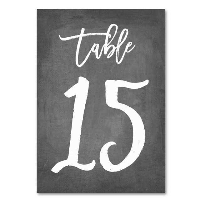 Chic Typografy Chalkboard Tischnummer | Tabelle 15 (Vorderseite)