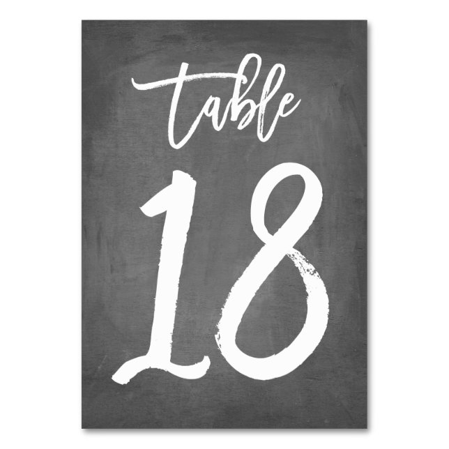 Chic Typografy Chalkboard Tischnummer | Tabelle 18 (Vorderseite)