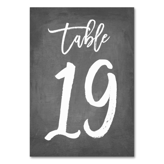 Chic Typografy Chalkboard Tischnummer | Tabelle 19 (Vorderseite)