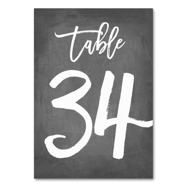Chic Typografy Chalkboard Tischnummer | Tabelle 34 (Rückseite)