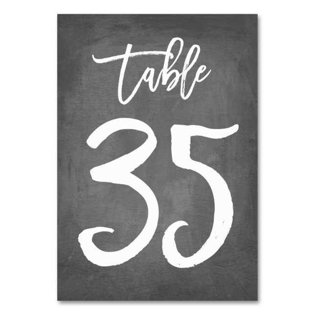 Chic Typografy Chalkboard Tischnummer | Tabelle 35 (Vorderseite)