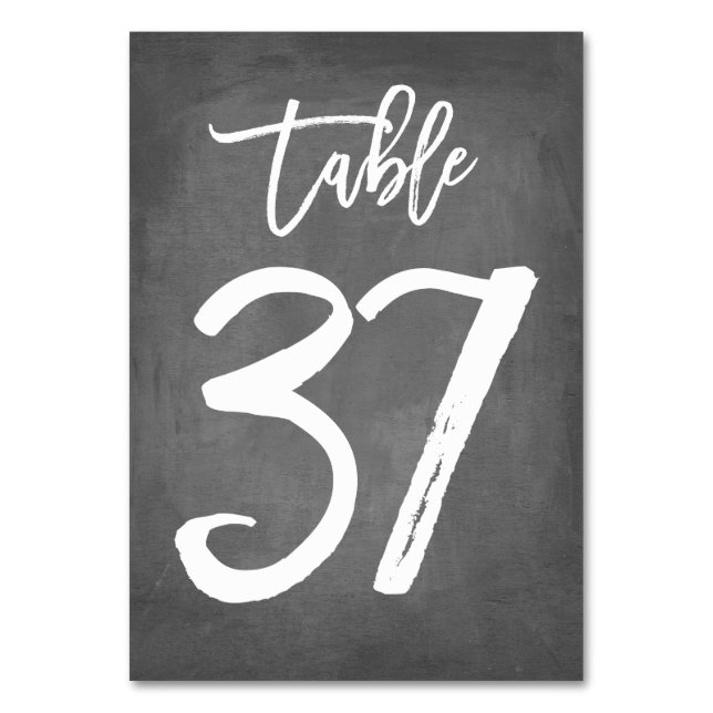 Chic Typografy Chalkboard Tischnummer | Tabelle 37 (Vorderseite)