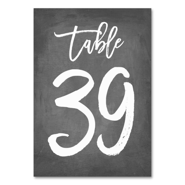 Chic Typografy Chalkboard Tischnummer | Tabelle 39 (Rückseite)