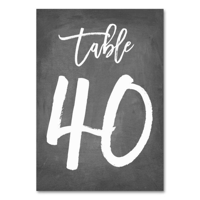Chic Typografy Chalkboard Tischnummer | Tabelle 40 (Vorderseite)