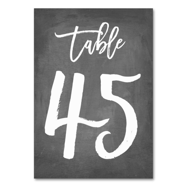 Chic Typografy Chalkboard Tischnummer | Tabelle 45 (Vorderseite)